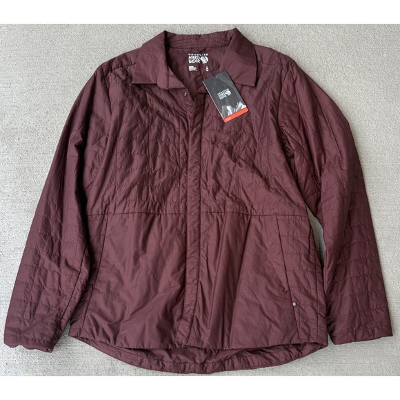 Mountain Hardwear Mens Skylab Insulated Overshirt Maroon Snap Front Size L NWT
